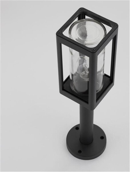 Nova Luce Venkovní sloupkové svítidlo FIGO tmavě šedý hliník a čiré sklo E27 1x12W IP54