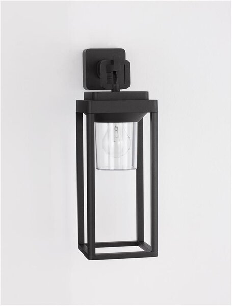 Nova Luce Venkovní nástěnné svítidlo FIGO antracitový hliník a čirý akryl E27 1x12W IP65
