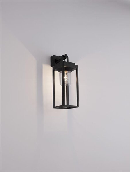 Nova Luce Venkovní nástěnné svítidlo FIGO antracitový hliník a čirý akryl E27 1x12W IP65