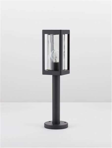 Nova Luce Venkovní sloupkové svítidlo FIGO tmavě šedý hliník a čiré sklo E27 1x12W IP54