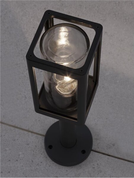 Nova Luce Venkovní sloupkové svítidlo FIGO tmavě šedý hliník a čiré sklo E27 1x12W IP54