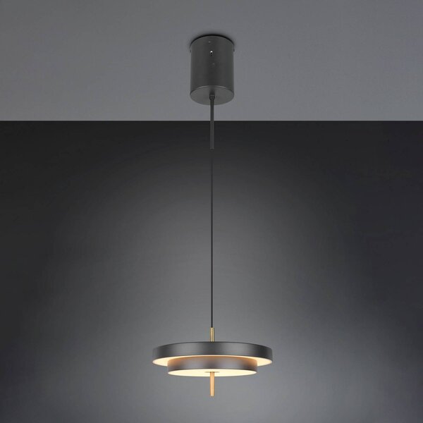 Trio Lighting Závěsné světlo LED Keaton, černá/zlatá, Ø 40 cm,, stmívatelný, Černá, Obývací pokoj / jídelna, kov