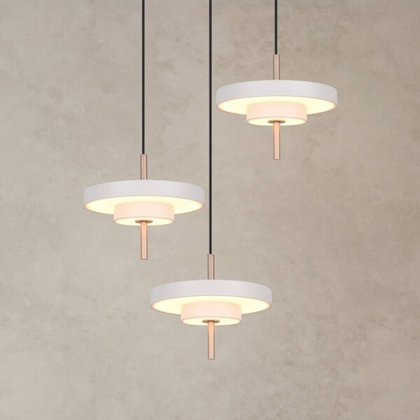 Trio Lighting Závěsné LED světlo Keaton, světle šedé, Ø 45 cm, kov, 3-flg., stmívatelný, Hliník / šedá / zinek, Obývací pokoj / jídelna, kov, Skupinová svítidla