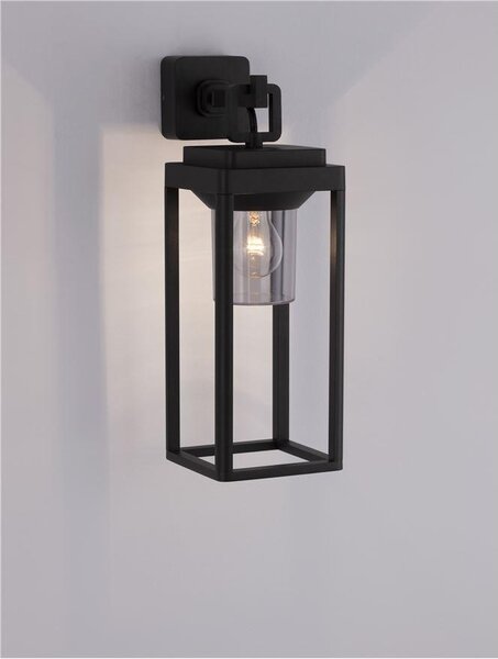Nova Luce Venkovní nástěnné svítidlo FIGO antracitový hliník a čirý akryl E27 1x12W IP65