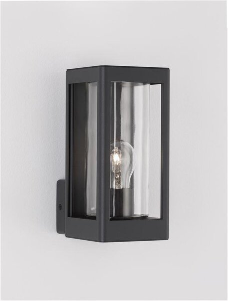 Nova Luce Venkovní nástěnné svítidlo FIGO tmavě šedý hliník a čiré sklo E27 1x12W IP54