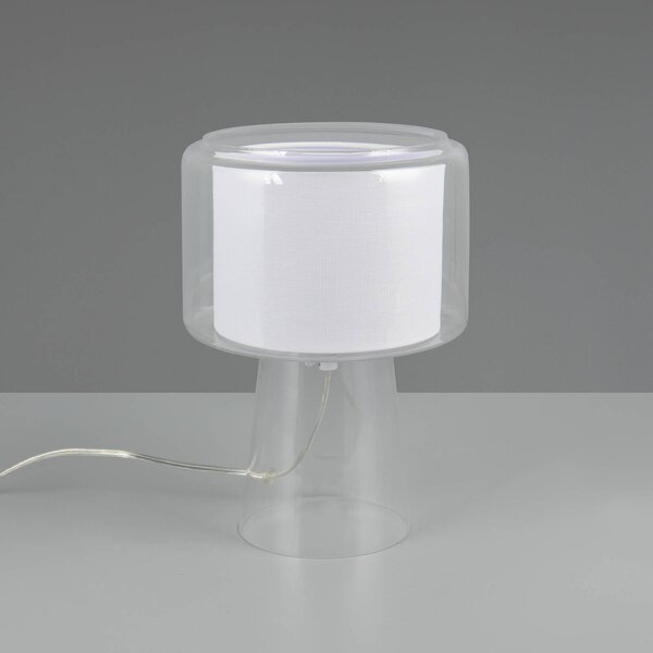 Trio Lighting Stolní lampa Rocka, čirá, výška 29 cm, sklo/látka, Čirá / transparetní, Obývací pokoj / jídelna, Sklo