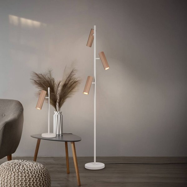 Trio Lighting Stojací lampa Soka, hnědá/šedá, výška 150 cm, kov, 3 ramena., Hnědá / rez, Obývací pokoj / jídelna, kov, Moderní