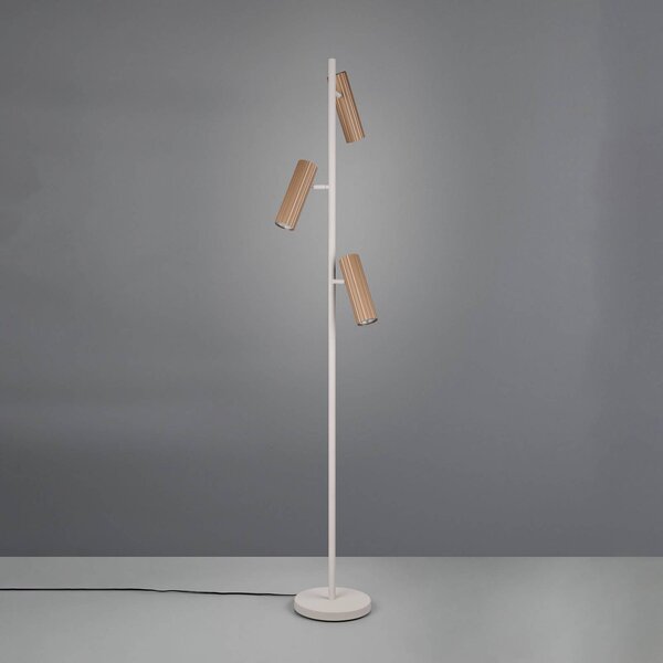 Trio Lighting Stojací lampa Soka, hnědá/šedá, výška 150 cm, kov, 3 ramena., Hnědá / rez, Obývací pokoj / jídelna, kov, Moderní