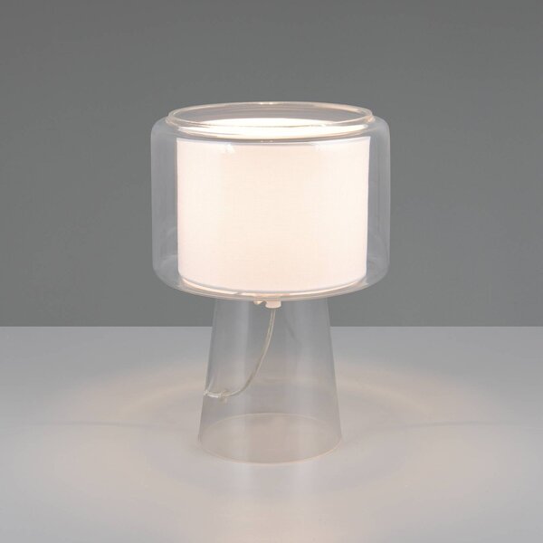 Trio Lighting Stolní lampa Rocka, čirá, výška 29 cm, sklo/látka, Čirá / transparetní, Obývací pokoj / jídelna, Sklo