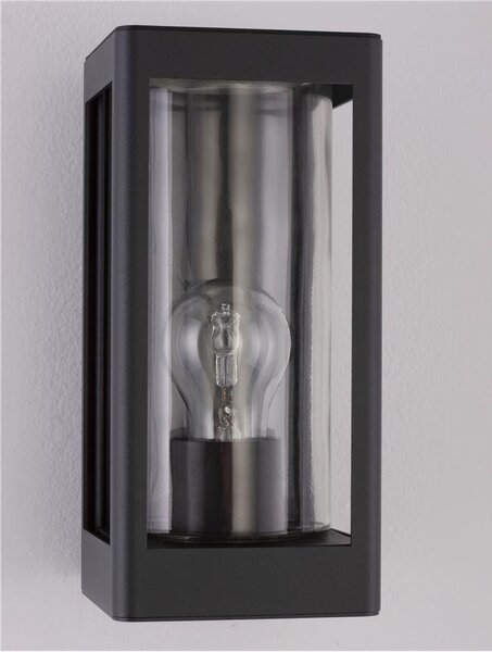 Nova Luce Venkovní nástěnné svítidlo FIGO tmavě šedý hliník a čiré sklo E27 1x12W IP54