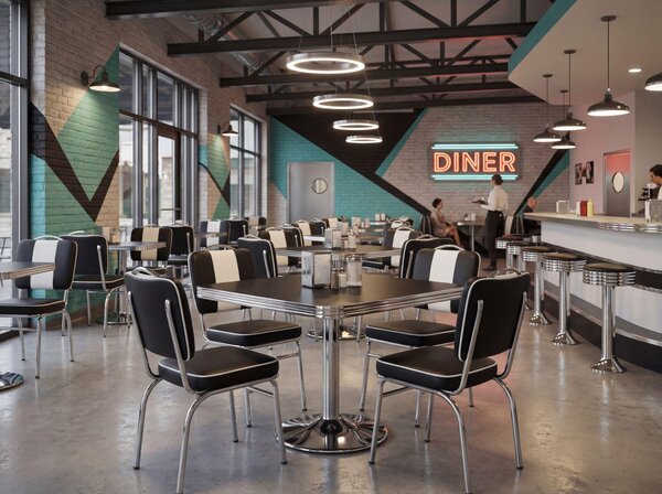 FineBuy Jídelní židle American Diner, černá, retro ve stylu 50. let, židle s opěrkou, výška sedáku 47 cm