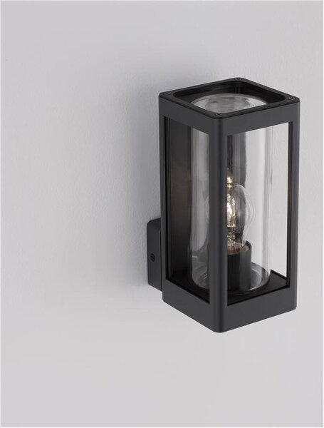 Nova Luce Venkovní nástěnné svítidlo FIGO tmavě šedý hliník a čiré sklo E27 1x12W IP54