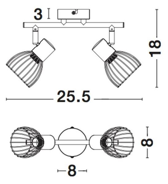 Nova Luce Bodové svítidlo FIUMICINO matný černý kov E14 2x5W