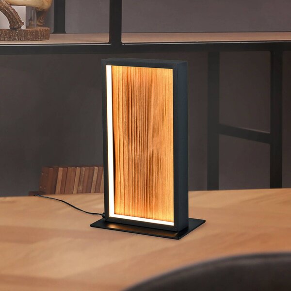 Trio Lighting LED stolní lampa Kalea, výška 30 cm, barva dřeva, dřevo, stmívatelný, Světlé dřevo, Obývací pokoj / jídelna, Dřevo