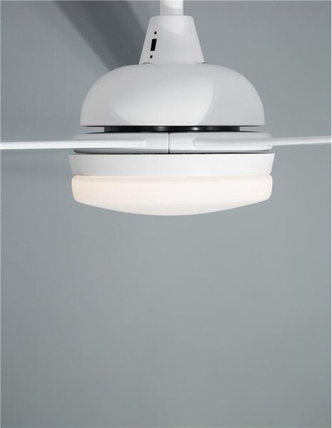 Nova Luce Stropní ventilátor se světlem FLOW matná bílá ocel a sklo bílá 5ti rychlostní dálkové ovládání 37W LED 3000K