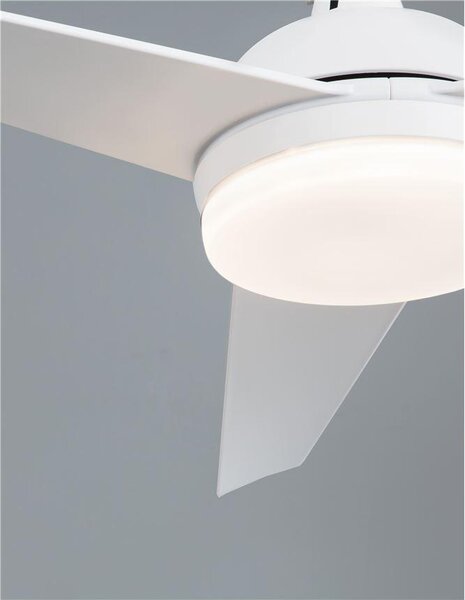 Nova Luce Stropní ventilátor se světlem FLOW matná bílá ocel a sklo bílá 5ti rychlostní dálkové ovládání 37W LED 3000K
