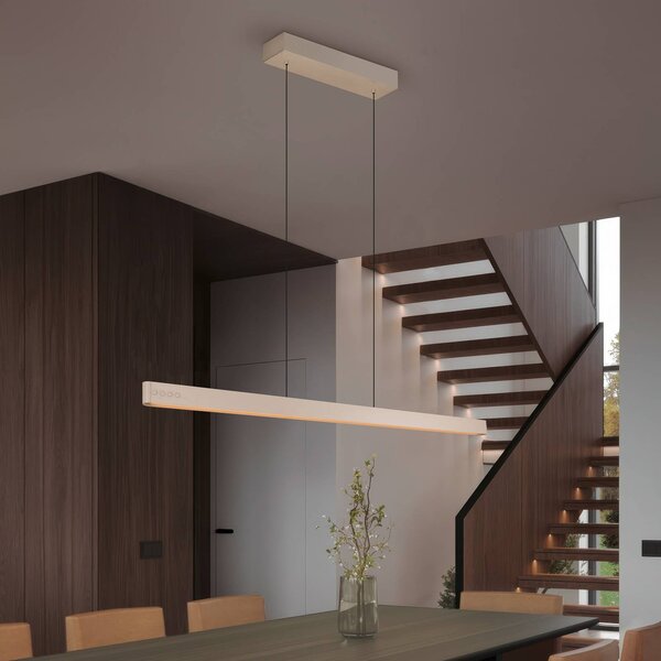 Trio Lighting LED závěsné světlo Donegal, béžové, délka 150 cm,, stmívatelný, Krémová / jantar, Obývací pokoj / jídelna, kov, Moderní