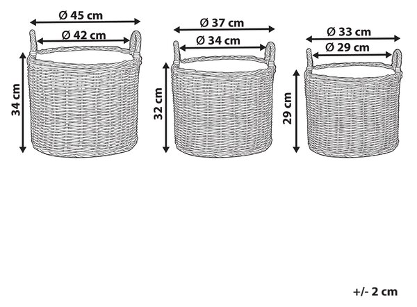 Sada 3 proutěných květináčů PENDULA Umělý ratan 33/37/45 cm Přírodní