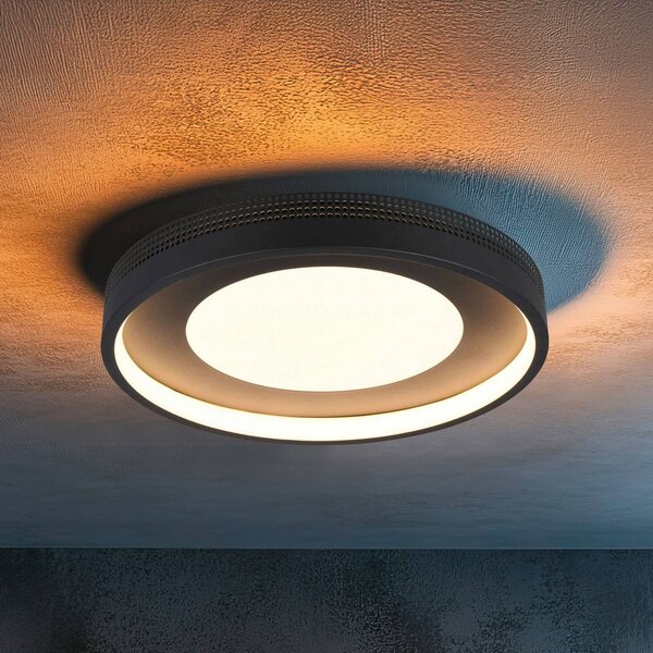 Trio Lighting LED stropní svítidlo Solea, matná černá, Ø 40 cm, plast, Černá, Obývací pokoj / jídelna, Plast, Moderní