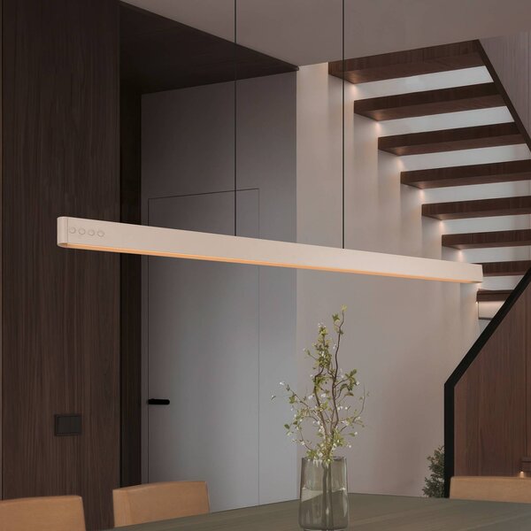 Trio Lighting LED závěsné světlo Donegal, béžové, délka 150 cm,, stmívatelný, Krémová / jantar, Obývací pokoj / jídelna, kov, Moderní