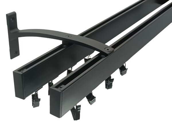 Kovovégarnýže.cz Garnýže Square line elegance plug černá matná Varianta jednořadá nebo dvouřadá: Jednořadá, Délka: 0-100cm, Uchycení látky: jezdec+šnekový háček