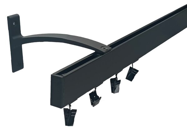 Kovovégarnýže.cz Garnýže Square line elegance plug černá matná Varianta jednořadá nebo dvouřadá: Jednořadá, Délka: 0-100cm, Uchycení látky: jezdec+šnekový háček