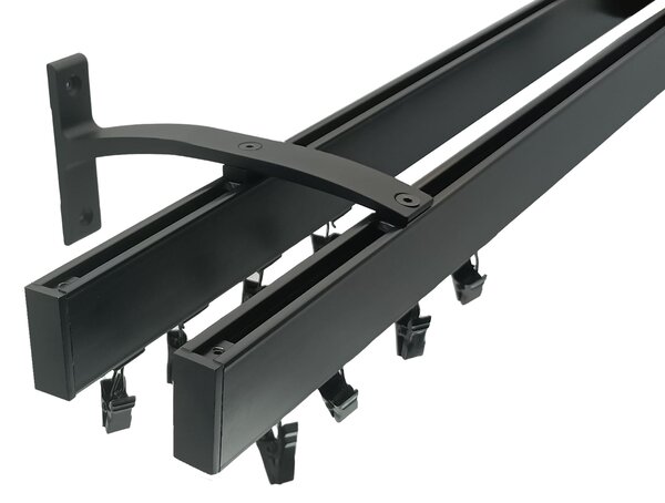 Kovovégarnýže.cz Garnýže Square line elegance plug černá matná Varianta jednořadá nebo dvouřadá: Jednořadá, Délka: 0-100cm, Uchycení látky: jezdec+šnekový háček