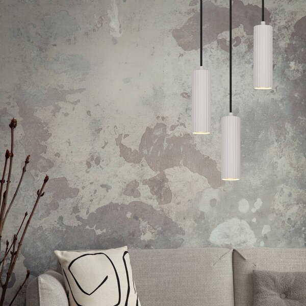 Trio Lighting Závěsné světlo Soka, světle šedá, Ø 28 cm, kov, 3ramenná., stmívatelný, Hliník / šedá / zinek, Obývací pokoj / jídelna, kov, Moderní