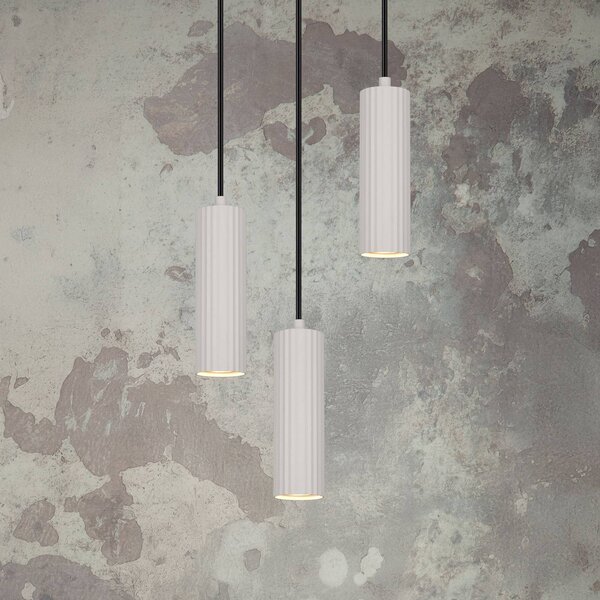 Trio Lighting Závěsné světlo Soka, světle šedá, Ø 28 cm, kov, 3ramenná., stmívatelný, Hliník / šedá / zinek, Obývací pokoj / jídelna, kov, Moderní