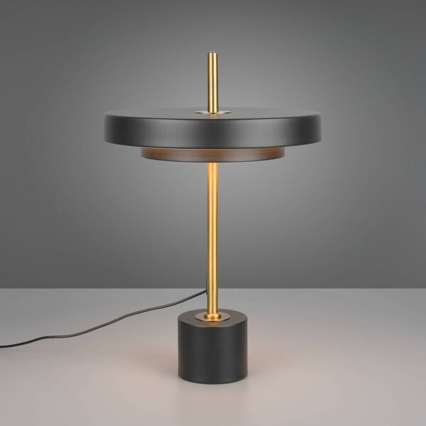 Trio Lighting LED stolní lampa Keaton, černá/zlatá, výška 45 cm,, stmívatelný, Černá, Obývací pokoj / jídelna, kov