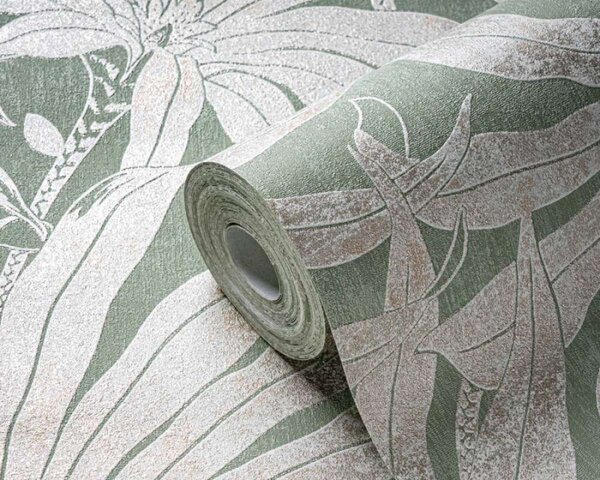 A.S. Création | Vliesová tapeta na zeď Jade 39501-2 | 0,53 x 10,05 m | zelená, šedá, zlatá
