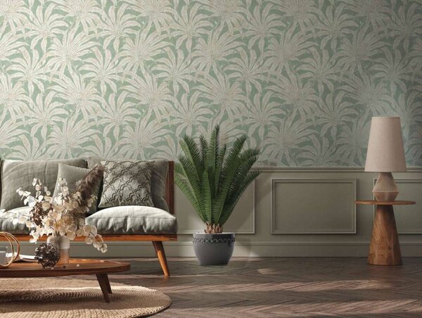 A.S. Création | Vliesová tapeta na zeď Jade 39501-2 | 0,53 x 10,05 m | zelená, šedá, zlatá