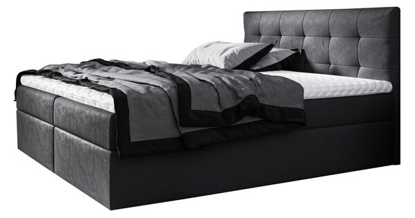 Čalouněná postel boxspring ROCCO + topper, 160x200, jasmine 100