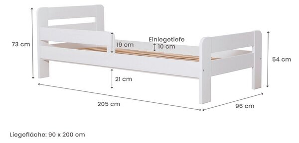 POSTEL, 90/200 cm, bílá MID.YOU - Online Only dětské postele, Online Only