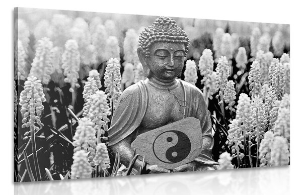 Obraz jin a jang Budha v černobílém provedení