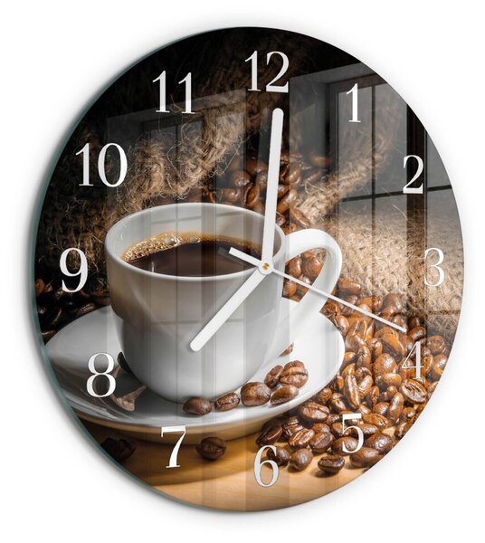 Skleněné hodiny na stěnu Káva zsob-fi30-00059966