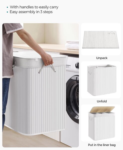SONGMICS Koš na prádlo 150 l bílý bambus