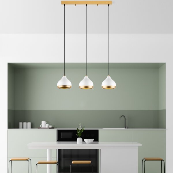 Lustr na lanku YILDO 3xE27/40W/230V bílá/zlatá