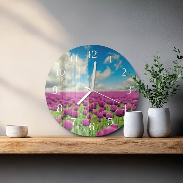 Skleněné hodiny na stěnu Tulipány zsob-fi30-00085095