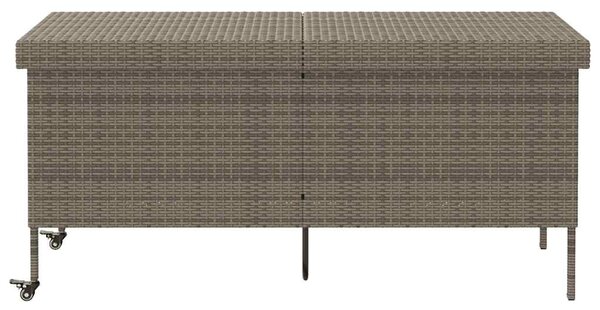 Zahradní úložný box s kolečky šedý 160x55x75 cm polyratan