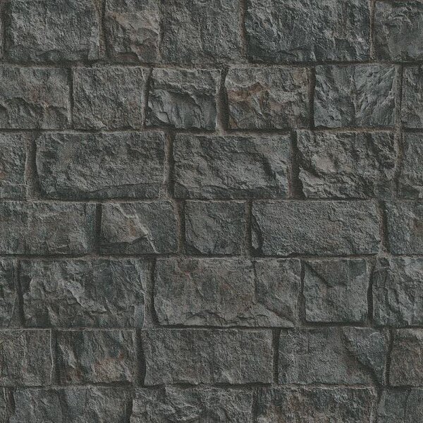 Vliesové tapety na zeď IMPOL 10394-15, rozměr 10,05 m x 0,53 m, obkladový kámen černo-hnědý, Erismann
