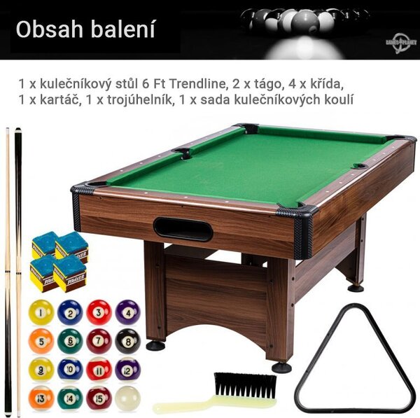 GamesPlanet® Kulečníkový stůl s vybavením 6ft, tm. dřevo