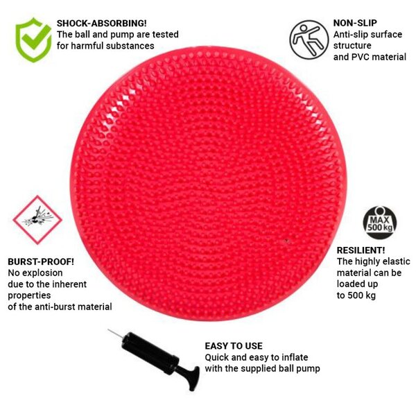 MOVIT Balanční polštář na sezení, 38 cm, červený