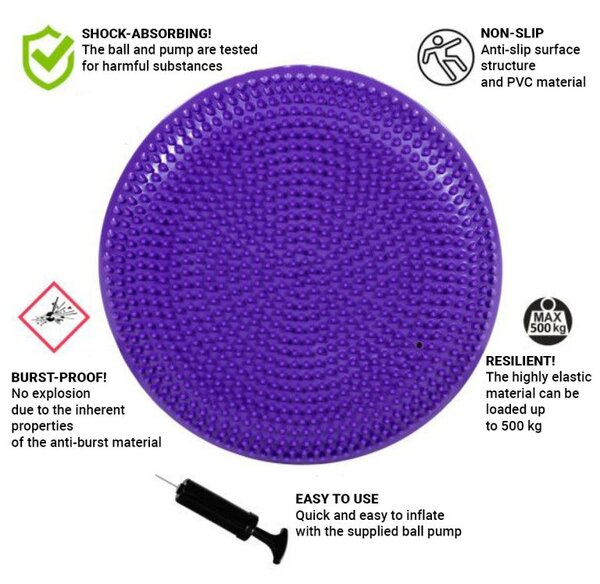 MOVIT Balanční polštář na sezení, 38 cm, fialový
