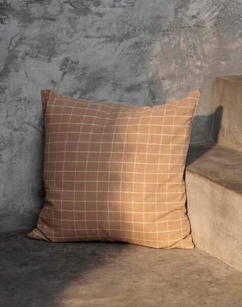 Ferm Living Polštář Brown Cotton Check