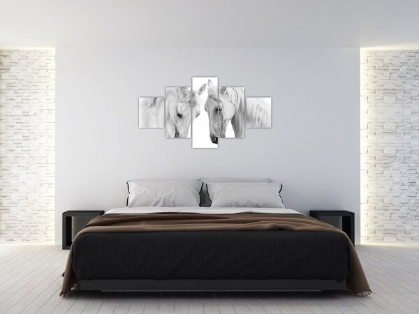 Obraz bílých koňů (125x70 cm)