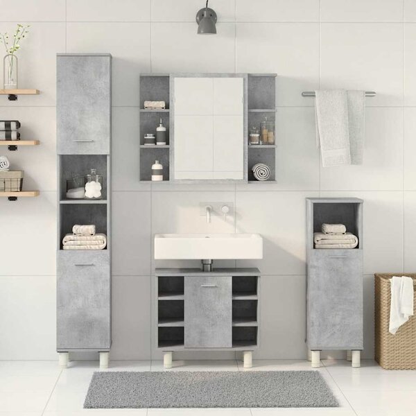 4dílný set koupelnového nábytku betonově šedý kompozitní dřevo 3324850
