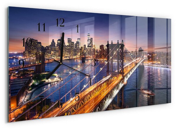 Skleněné hodiny horizontální New York zsppc-60x30-00295372