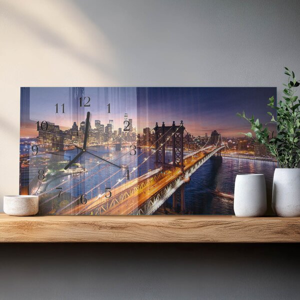 Skleněné hodiny horizontální New York zsppc-60x30-00295372