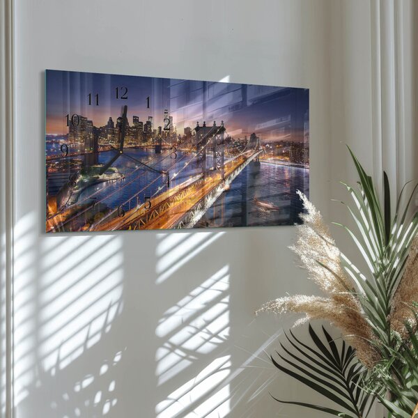 Skleněné hodiny horizontální New York zsppc-60x30-00295372